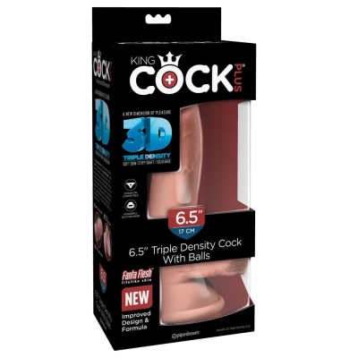 Dildo King Cock Plus 6,5" TDC, twardy rdzeń, miękka powierzchnia, przyssawka