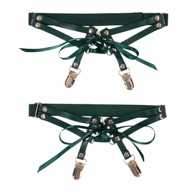 Podwiązki (garters) Indica Laced Up – eko-skóra, regulacja 45–66 cm, satynowe wiązanie