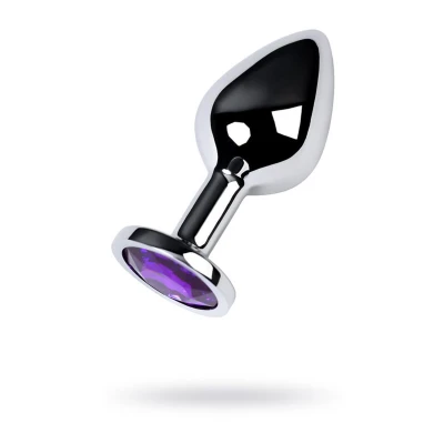 Korek analny TOYFA Metal, średni, srebrny, długość 8 cm, z ametystowym kamieniem