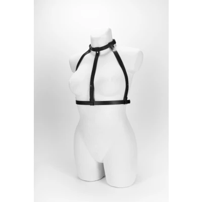 Uprząż damska z regulacją i metalowymi zdobieniami, czarna, komfortowy materiał