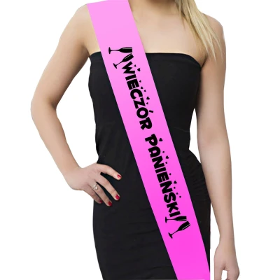 Szarfa na wieczór panieński satynowa, długość 75 cm, kolory: czerwony, różowy, biały