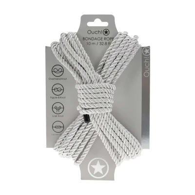 Lina bondage z poliestru 10m/Silver, średnica 0,6cm, łatwa w czyszczeniu