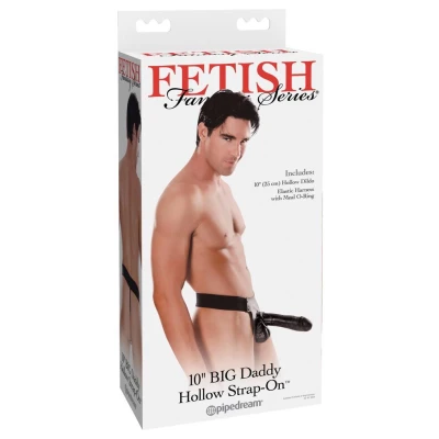 Dildo naturalne FFS Big Daddy, pusty, regulowany pasek, długość 25 cm, średnica 3,5 cm