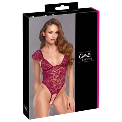 Body koronkowe COTTELLI LINGERIE Pearls L z regulowanymi ramiączkami i detalami perełkowymi