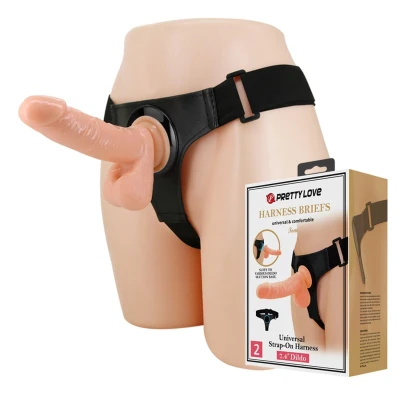 Dildo PRETTY LOVE - 7.4'' z elastycznym trzonem, na pasku, uniwersalna uprząż