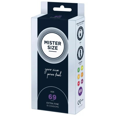 Prezerwatywy MISTER SIZE 69mm, naturalny lateks, ultra cienkie 0.06mm, 10 sztuk