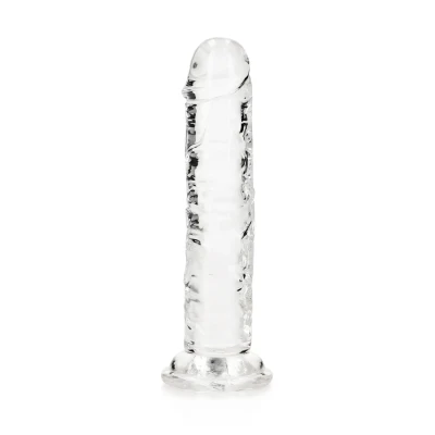 Dildo REALROCK CRYSTAL CLEAR - 6,1''/15,5 cm, przyssawka, bez ftalanów, wodoodporne
