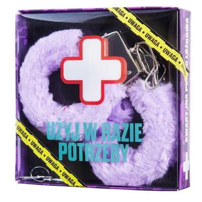 Kajdanki - Fioletowe Awaryjne Kajdanki z Futrem i Dwa Kluczyki w Zestawie