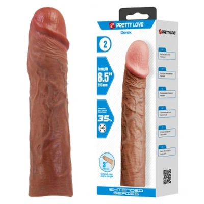Nakładka powiększająca na penisa, PRETTY LOVE - DEREK, wodoodporna, TPR 21,5 cm