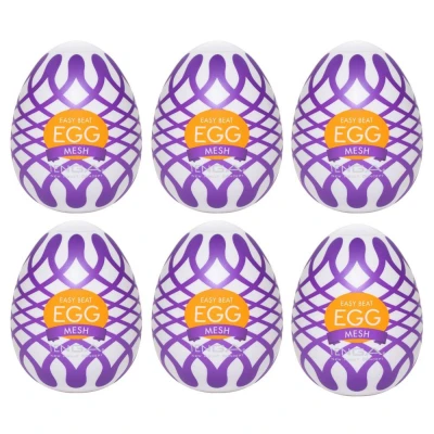 Masturbator jednorazowy Tenga Egg Mesh, ultra elastyczny, 6 sztuk, TPE, PP