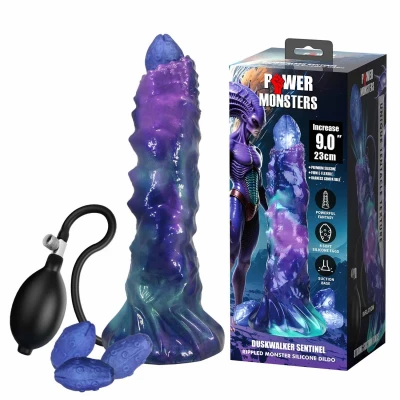 Dildo Power Monsters DuskWalker Sentinel 23 cm silikonowe, pompowane, pofalowane