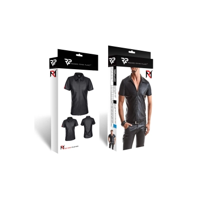 Polo REGNES FETISH PLANET — wetlook, czarne, elastyczne (4XL)