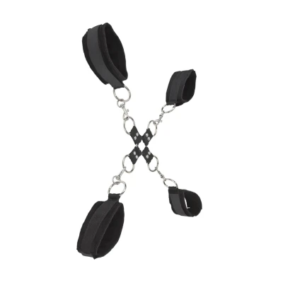 Kajdanki na ręce i nogi Ouch! z regulacją na rzep, skórzane, 50cm, miękkie futro