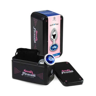 Korek analny metalowy M, niebieski, stożkowy, ultra-gładki, 3,4 cm