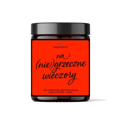 Świeca sojowa - NA NIEGRZECZNE WIECZORY, ręcznie robiona, głęboki zapach, długi czas palenia