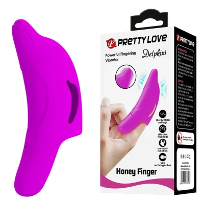 Wibrator palcowy Pretty Love Delphini, silikonowy, 10 funkcji wibracji