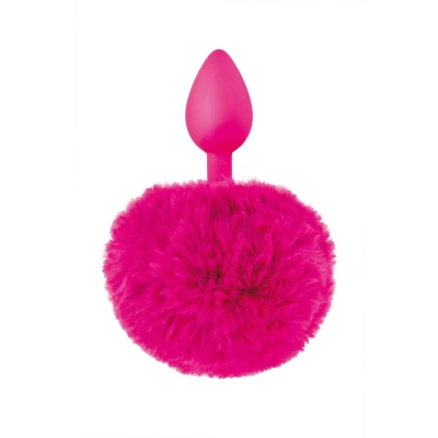 Wtyczka analna Sweet Caress, silikonowa, długość 120 mm, średnica 40 mm, futerko fuksjowe