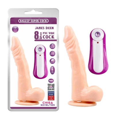 Dildo teleskopowe James Deen 8.5" z wibratorem, pilotem i przyssawką 21.5cm