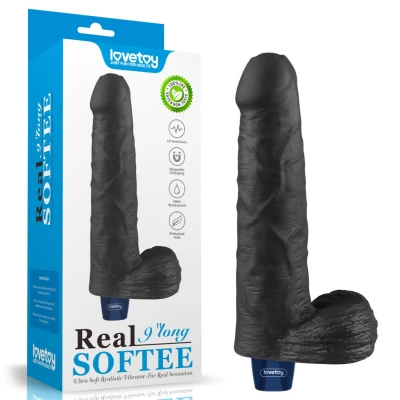 Dildo 9" Lovetoy Real Softee, 10 trybów wibracji, wodoodporny, USB ładowany