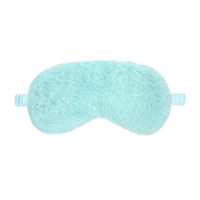 Opaska na oczy Fluffy Series — Pudrowy błękit, miękki plusz, elastyczny pasek