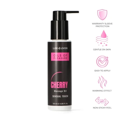 Olejek do masażu, Oils of Pleasure, Wiśnia, 120 ml, nawilżający, z aloesem, bez lepkości