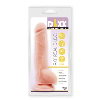 dildo MR. DIXX 9 cali, z podwójną gęstością, elastyczny, przyssawka