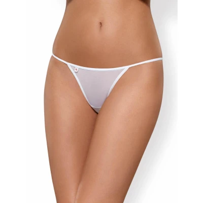 Stringi Luiza OBSESSIVE, L/XL, gładki materiał, ażurowa aplikacja kwiatowa