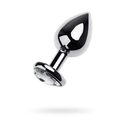 Wtyk analny TOYFA, 8 cm, metalowy, srebrny z kryształem, O 3,4 cm