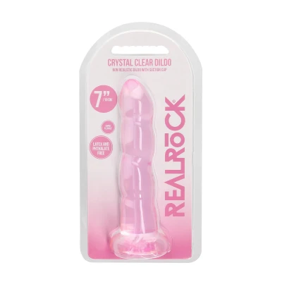 Dildo CRYSTAL CLEAR 7"/17 cm, przezroczyste, wodoodporne, bez ftalanów
