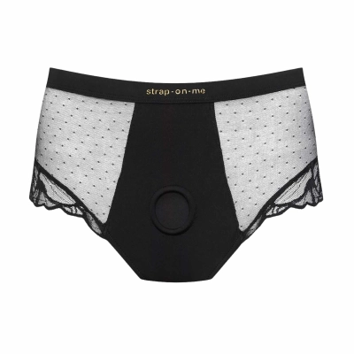 Harness bieliźniany Divine, czarny, high-waist, tiul i koronka