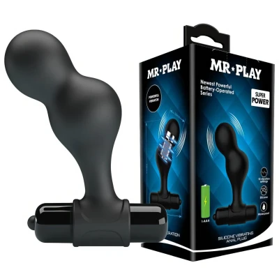 Wibrator analny Mr. Play, silikonowy, 10 funkcji wibracji, czarny