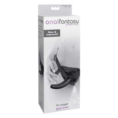 Dildo Anal Fantasy Collection, smukły, regulowane paski, czarny