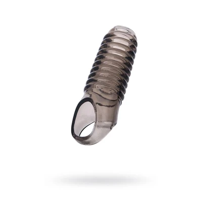 Osłona penisa ToyFa XLover, 11 cm, TPE, przezroczysto-czarny, elastyczna konstrukcja