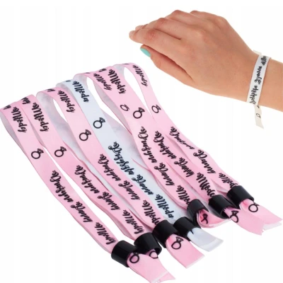 Zestaw opasek na rękę - 9 różowych + 1 biała, idealne na wieczór panieński