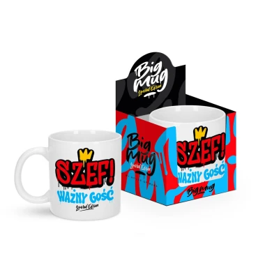 Kubek Big Mug — Szef (800 ml) z street-art grafiką, prezentowe pudełko
