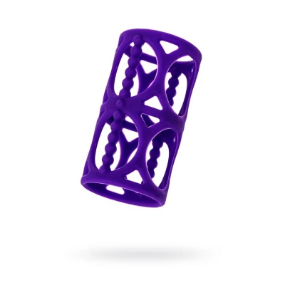 Nakładka na penis A-TOYS, silikonowa, 7,5 cm, fioletowa, elastyczna, komfortowa