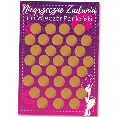 Plakat zdrapka - Wieczór Panieński, 42,5cm x 29,7cm, zabawne zadania dla Panny Młodej