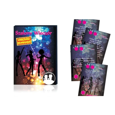 Gra imprezowa - Szalony Wieczór - Kolorowe karty z zadaniami, idealna na wieczór panieński