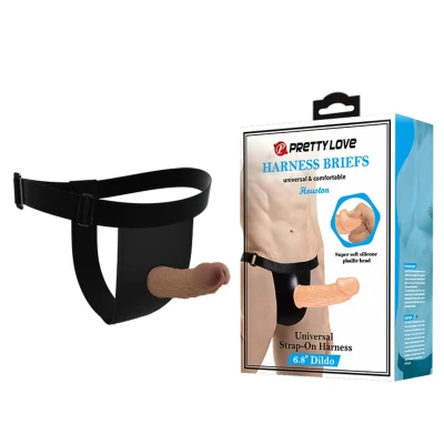 Strap-on Dildo PRETTY LOVE - Houston, 6,8'' silikonowy, regulowana uprząż