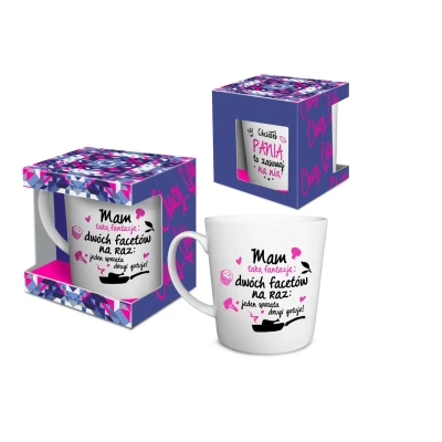 Kubek matowy porcelanowy 480 ml Crazy Girl - dwustronny nadruk, elegancki kształt