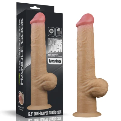Dildo - Love Toy, Silikonowy, 12.5" z Ergonomicznym Uchwytem i Przyssawką