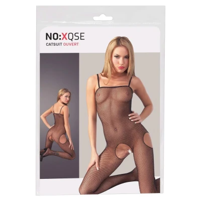 Kombinezon siateczkowy L/XL, 100% poliamid, czarny, bezszwowy, z odkrytymi bokami