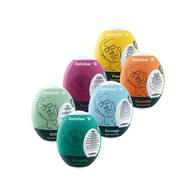 Masturbator - Satisfyer Eggs, zestaw 6 sztuk, hydroaktywny TPE, elastyczny materiał