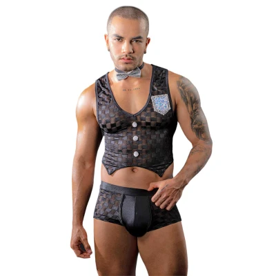 Costume PARIS HOLLYWOOD – kamizelka cekiny, półprzezroczyste bokserki, muszka