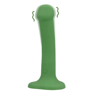 Wibrujące dildo Loveline - silikonowe, 16,5 cm, małe, zielone