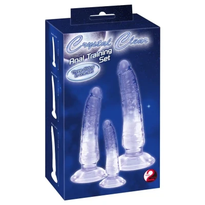 Dildo Crystal Clear, zestaw 3 szt. - PVC, średnice 2.3-4.4 cm, przyssawka