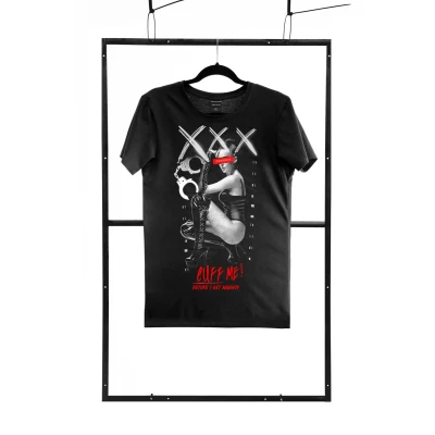 T-shirt męski DEMONIQ MEN, 100% bawełna, czarny, Regular Fit, z unikalnymi grafikami