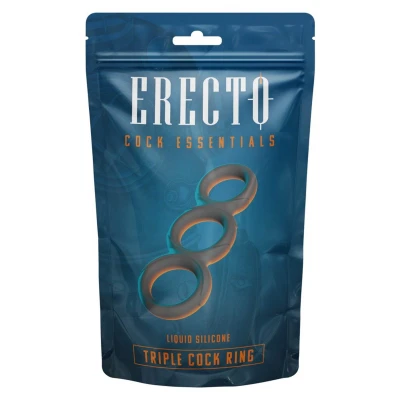 Pierścień erekcyjny Erecto Triple - 3 rozmiary, elastyczny silikon, wzmocniona erekcja