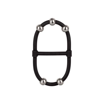 Pierścień erekcyjny z kuleczkami ze stali inox - silikon, 3.75 cm, dwukrotny efekt