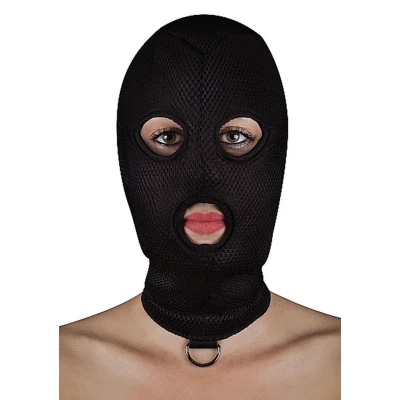 Balaclava bondage Ouch! - M/L, elastyczny materiał, metalowe kółko D-Ring